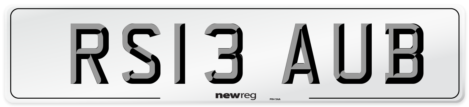 RS13 AUB Number Plate from New Reg